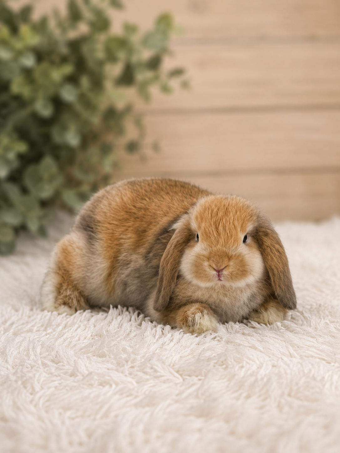 Daphne, a Black/Gold Harlequin Holland Lop doe